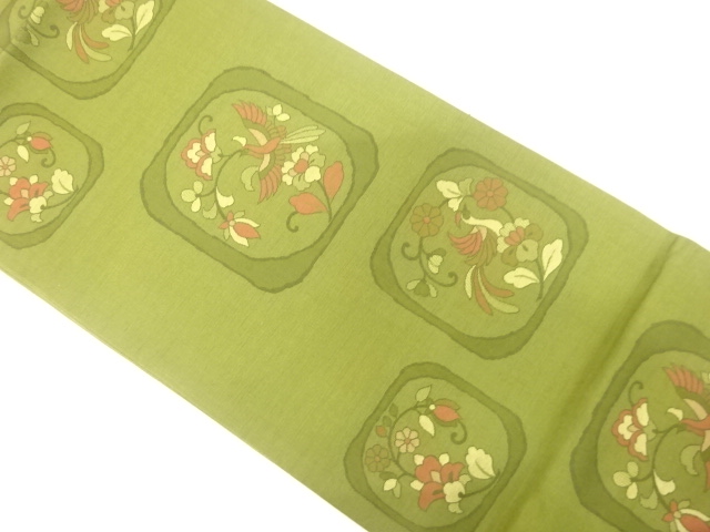 JAPANESE FUKURO OBI / WOVEN FLOWER & BIRD